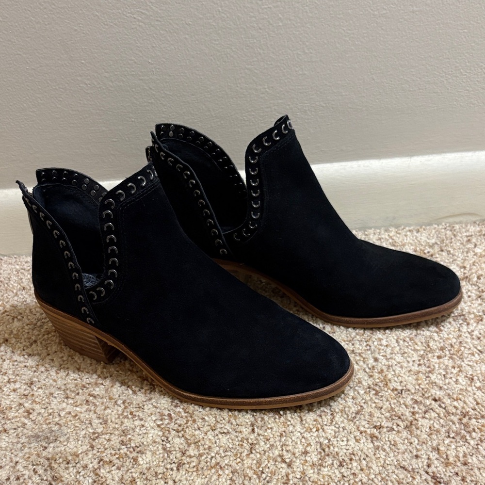 Vince Camuto Black Ankle Boots with Studded Trim